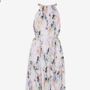 Ted Baker Pleated Jewel Neck Halter Hi/Low Formal / Wedding Event Dress